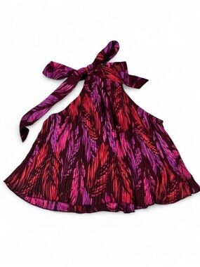 Pink floral pleated halter blouse